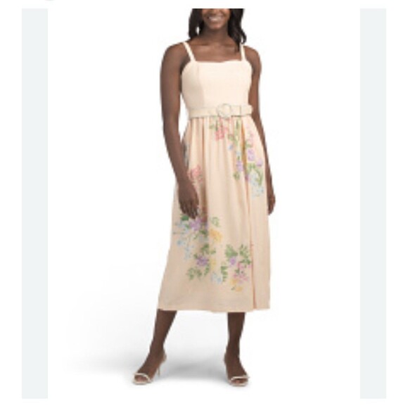 Taylor Women’s Floral-Print Belted Midi Dress Size 6 NWT - Picture 1 of 8